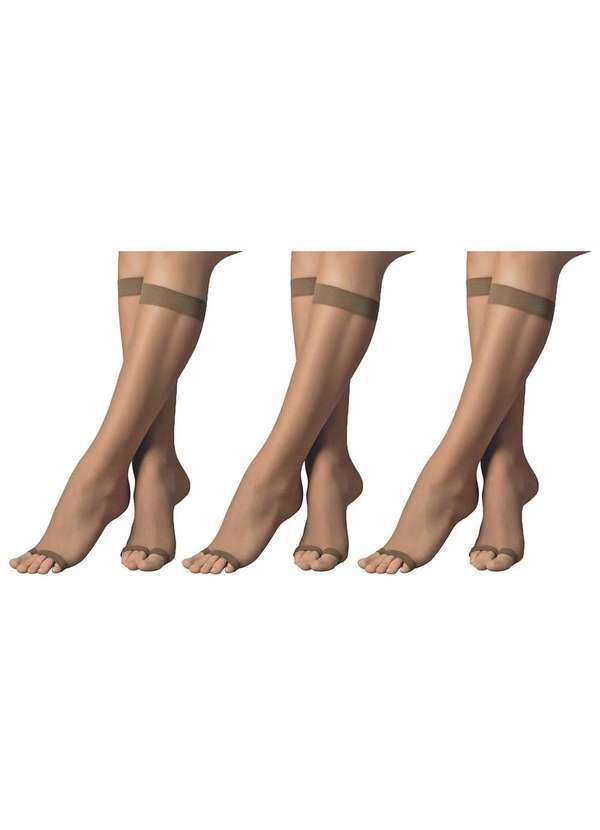 Selene - Kit 3 Meias-Calças Selene Dedinhos Feminino Bege