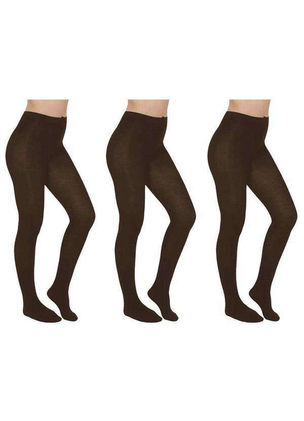 Selene - Kit 3 Meias-Calças Selene Inverno Fio 80 Feminina Preto