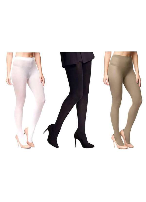 Selene - Kit 3 Meias-Calças Selene Opaca Fio 40 Feminino Branco