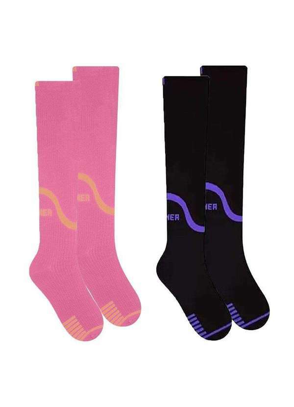 Selene - Kit 2 pares de Meias de Compressão Selene 3/4 Esportiva Feminina Preto