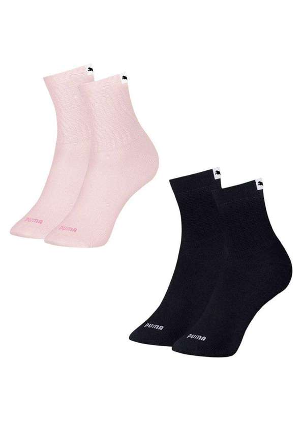 Puma - Kit 2 pares de Meias Puma Esportiva Cano Médio Feminina Preto