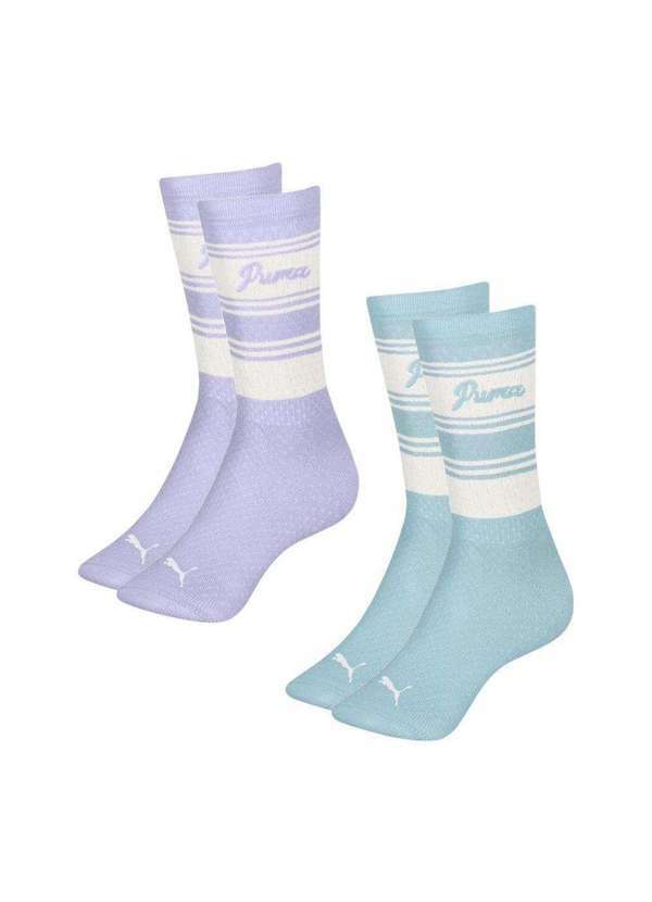 Puma - Kit 2 pares de Meias Puma Esportiva Feminina Roxo