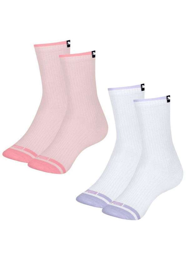 Puma - Kit 2 pares de Meias Puma Esportiva Feminina Branco