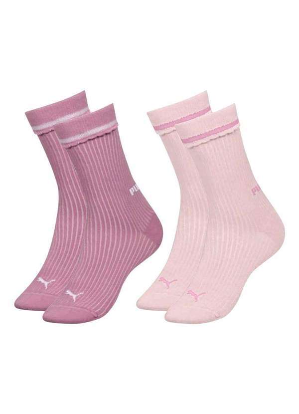 Puma - Kit 2 pares de Meias Puma Esportiva Feminina Rosa
