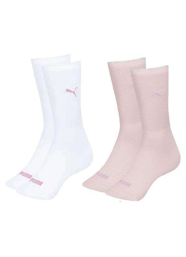 Puma - Kit 2 pares de Meias Puma Esportiva Feminina Branco