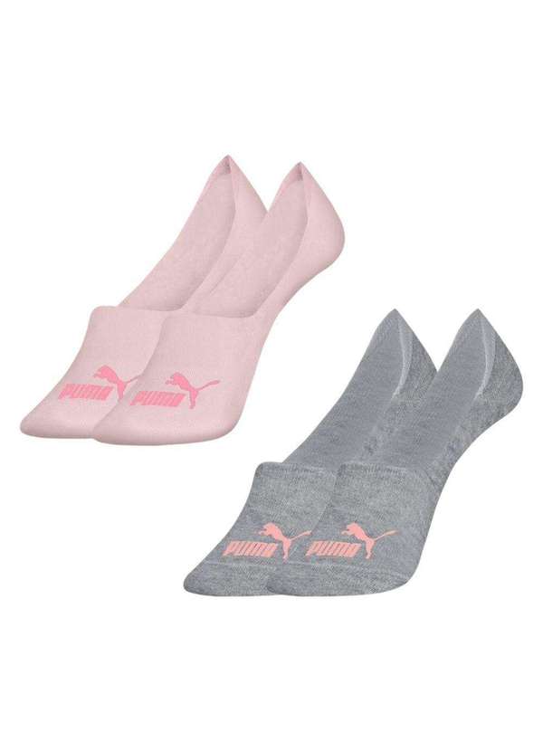 Puma - Kit 2 pares de Meias Puma Invisível Feminina Rosa