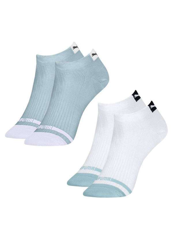 Puma - Kit 2 pares de Meias Puma Sapatilha Logo Feminina Branco