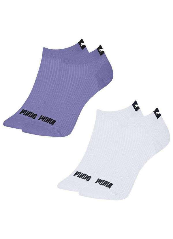 Puma - Kit 2 pares de Meias Puma Sapatilha Logo Feminina Roxo