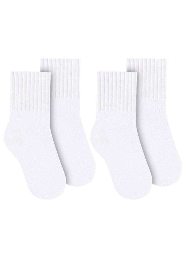 Selene - Kit 2 pares de Meias Selene Básica Cano Médio Infantil Branco