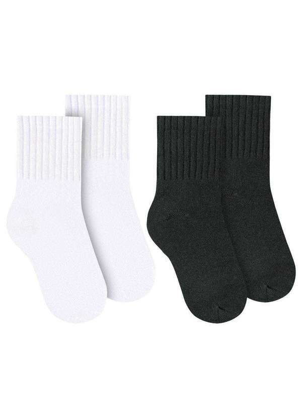 Selene - Kit 2 pares de Meias Selene Básica Cano Médio Infantil Branco