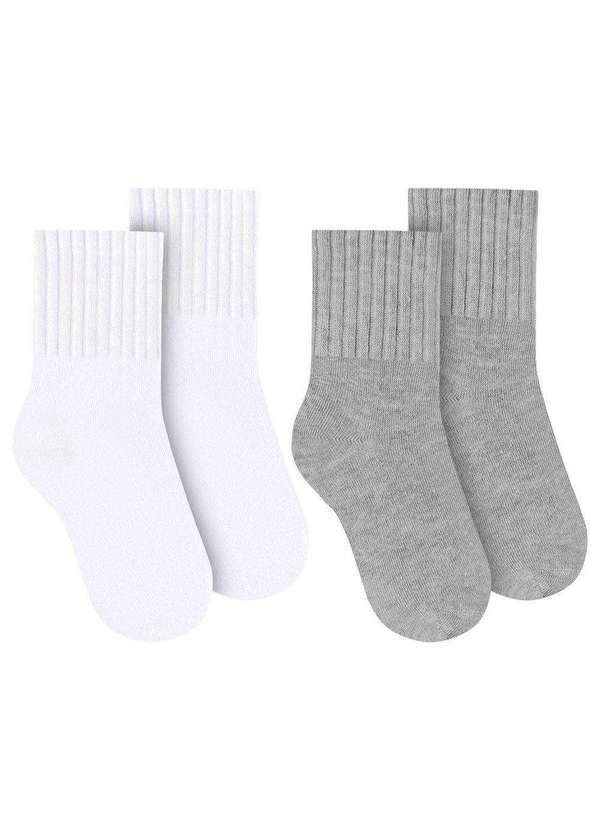 Selene - Kit 2 pares de Meias Selene Básica Cano Médio Infantil Branco