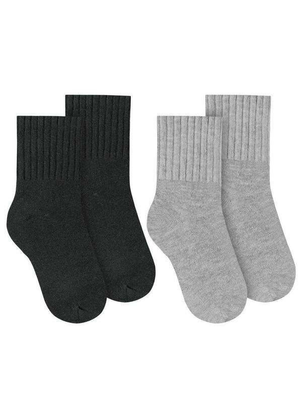 Selene - Kit 2 pares de Meias Selene Básica Cano Médio Infantil Preto
