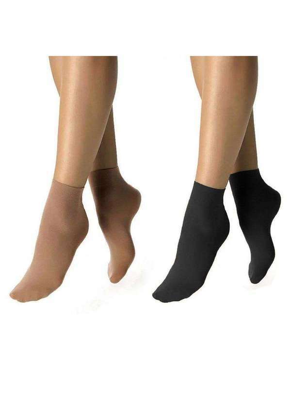 Selene - Kit 2 pares de Meias Soquete Selene Opaca Fio 40 Feminina Bege