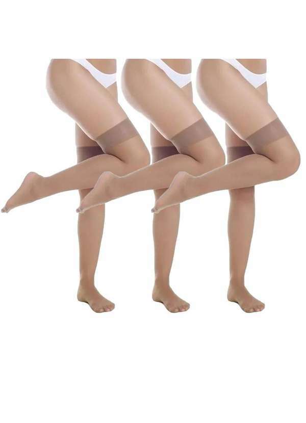 Selene - Kit 3 pares de Meia Selene 3/4 Transparente Fio 15 Feminina Nude