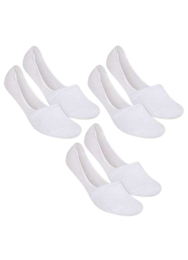 Selene - Kit 3 pares de Meia Selene Sapatilha Invisível Feminino - Branco Branco