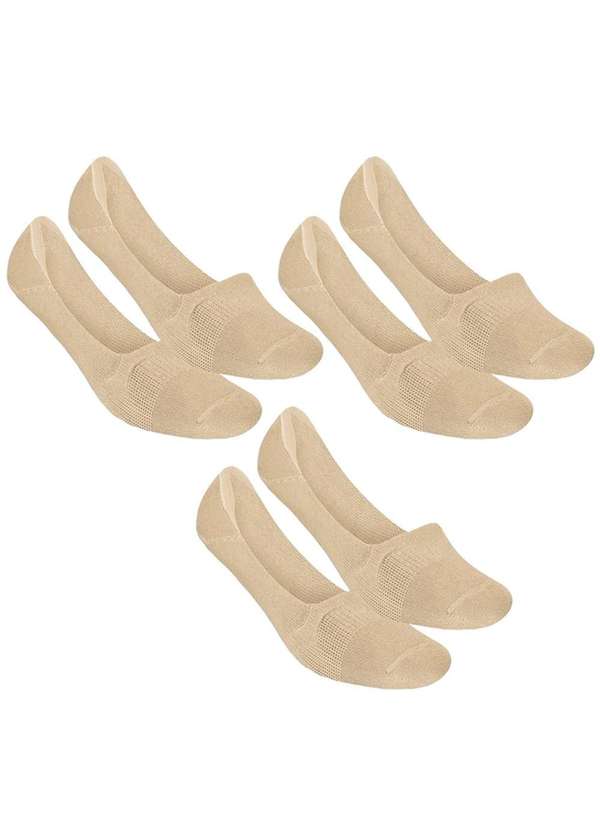 Selene - Kit 3 pares de Meia Selene Sapatilha Invisível Feminino - Nude Nude