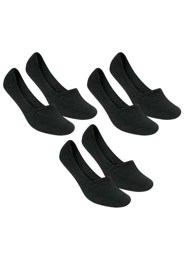 Selene - Kit 3 pares de Meia Selene Sapatilha Invisível Feminino - Preto Preto