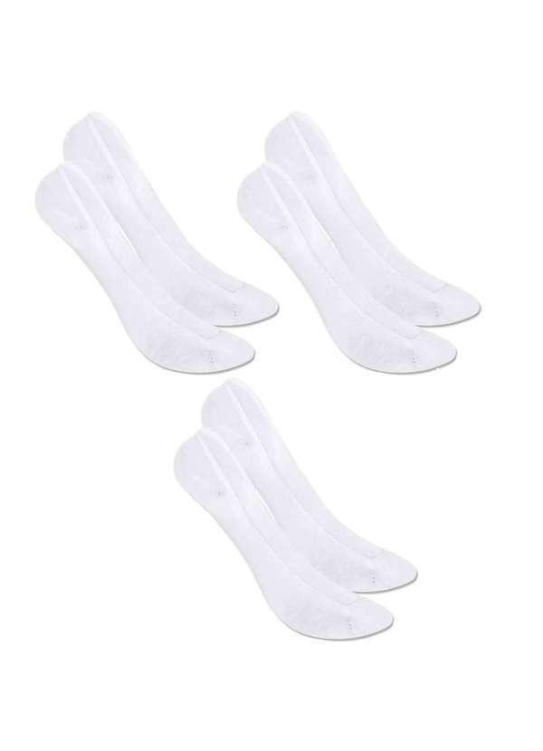 Selene - Kit 3 pares de Meia Selene Sapatilha Super Invisível Feminina Branco
