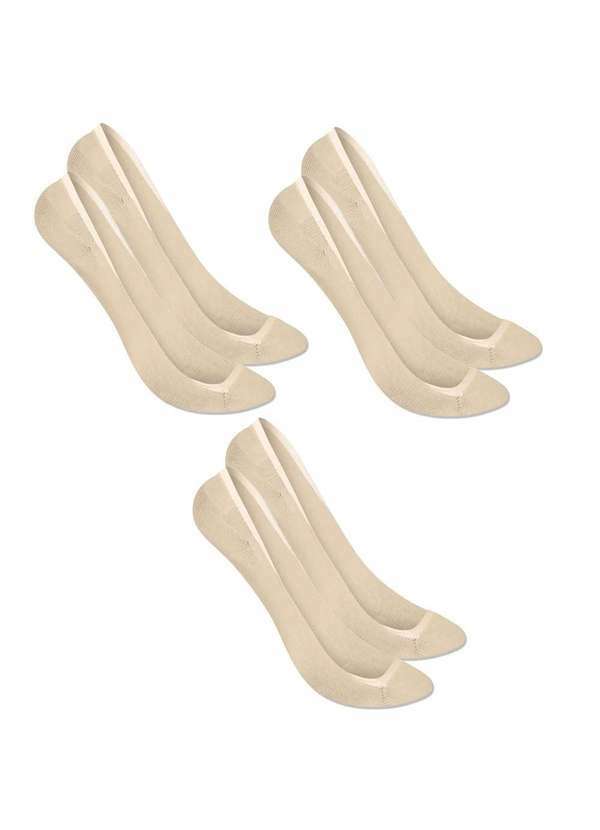 Selene - Kit 3 pares de Meia Selene Sapatilha Super Invisível Feminina Nude