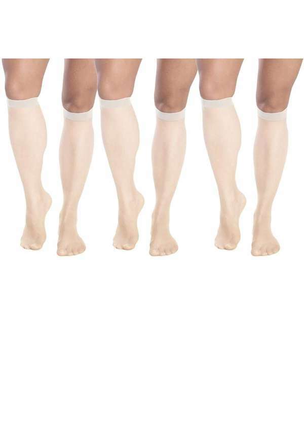 Selene - Kit 3 pares de Meias 3/4 Selene Fio 15 Feminino Branco
