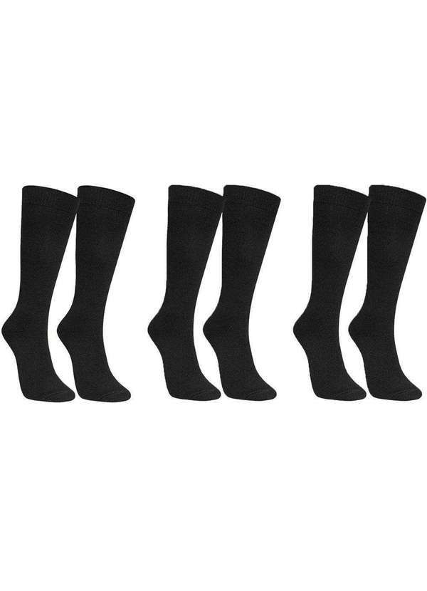 Selene - Kit 3 pares de Meias 3/4 Selene Inverno Feminina Preto