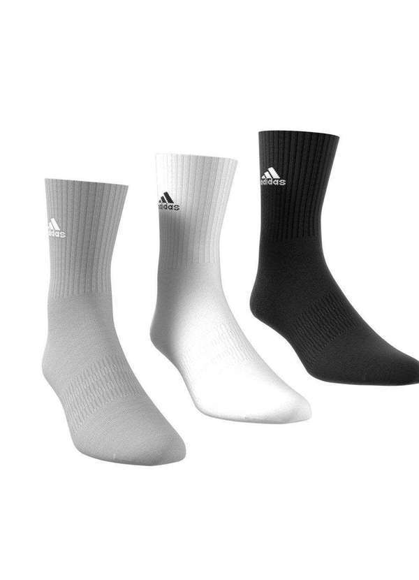 Adidas - Kit 3 pares de Meias Adidas Crew Cano Alto Branco