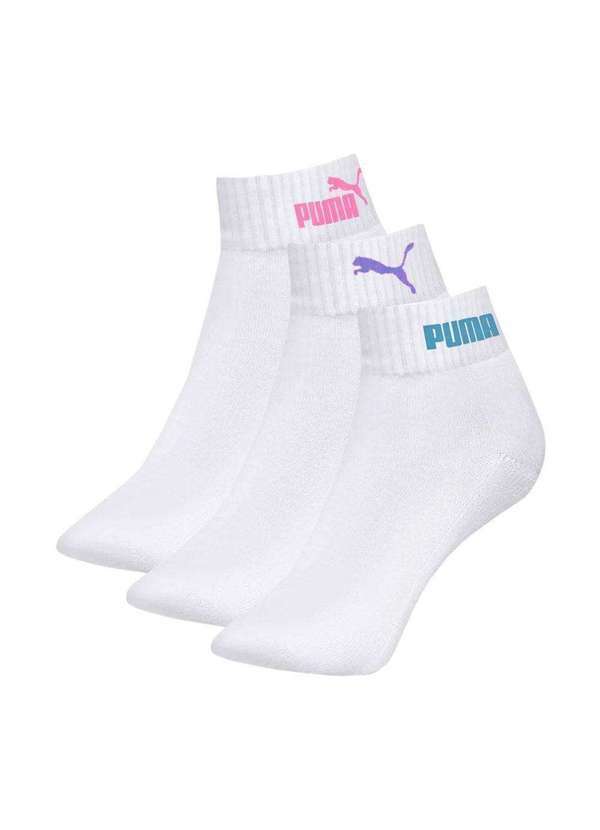 Puma - Kit 3 pares de Meias Puma Esportiva Feminina Branco
