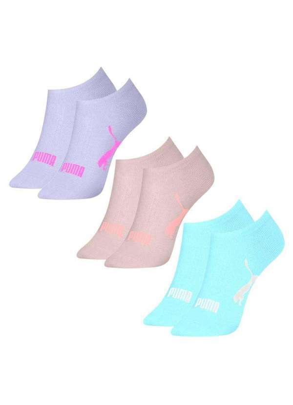 Puma - Kit 3 pares de Meias Puma Sapatilha Esportiva Feminina Rosa