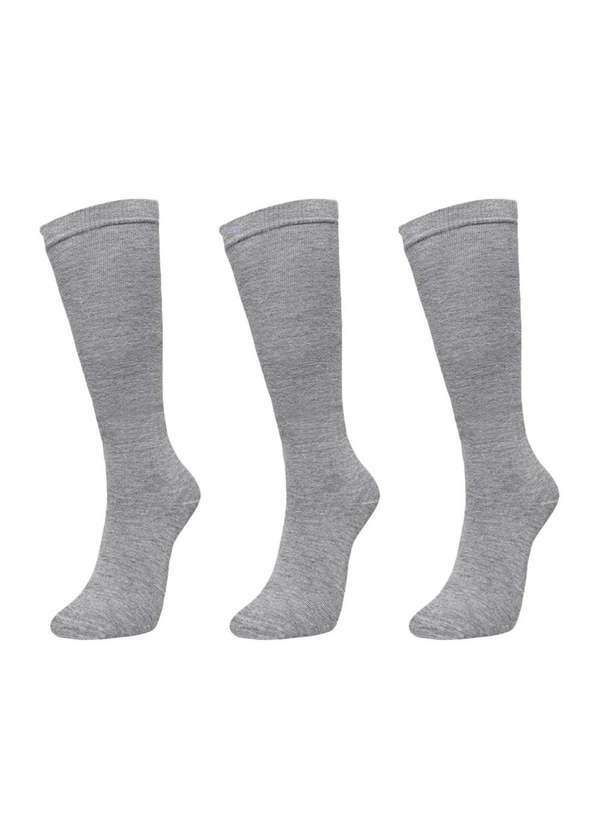 Selene - Kit 3 pares de Meias Selene 3/4 Básica Feminino Cinza