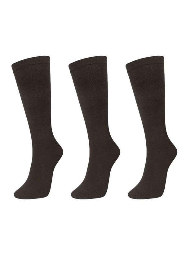 Selene - Kit 3 pares de Meias Selene 3/4 Básica Feminino Marrom