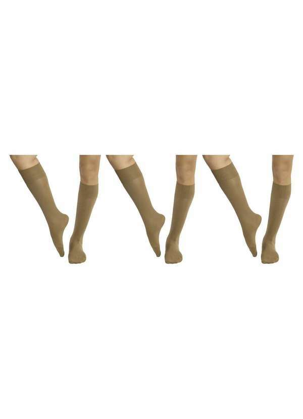 Selene - Kit 3 pares de Meias Selene 3/4 Opaca Fio 40 Feminina Bege