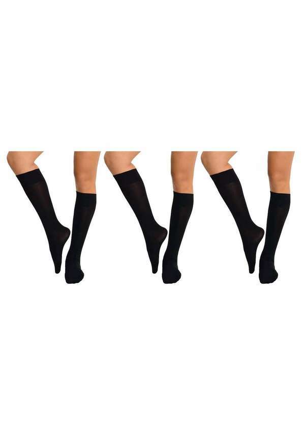 Selene - Kit 3 pares de Meias Selene 3/4 Opaca Fio 40 Feminina Preto