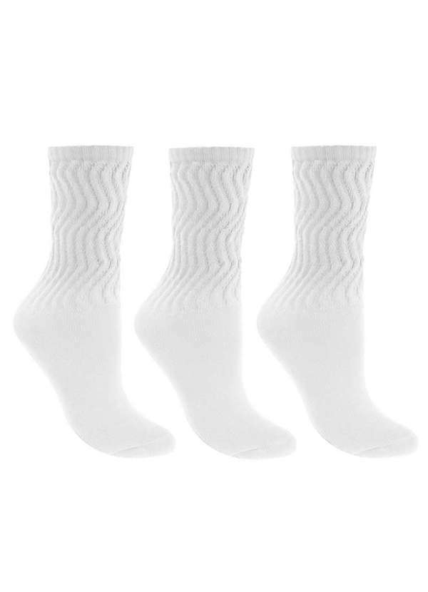 Selene - Kit 3 pares de Meias Selene Aeróbica Cano Médio Feminino Branco