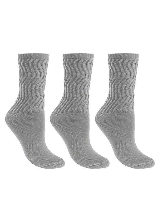 Selene - Kit 3 pares de Meias Selene Aeróbica Cano Médio Feminino Cinza