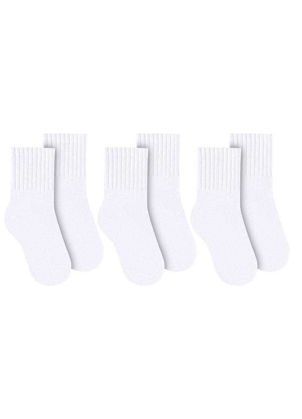 Selene - Kit 3 pares de Meias Selene Básica Cano Médio Infantil Branco