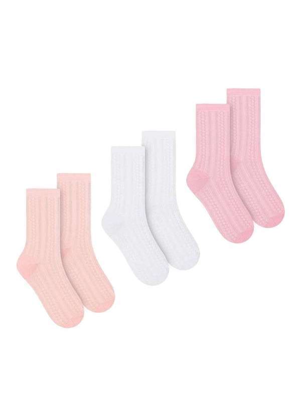 Selene - Kit 3 pares de Meias Selene Cano Alto Feminina Rosa