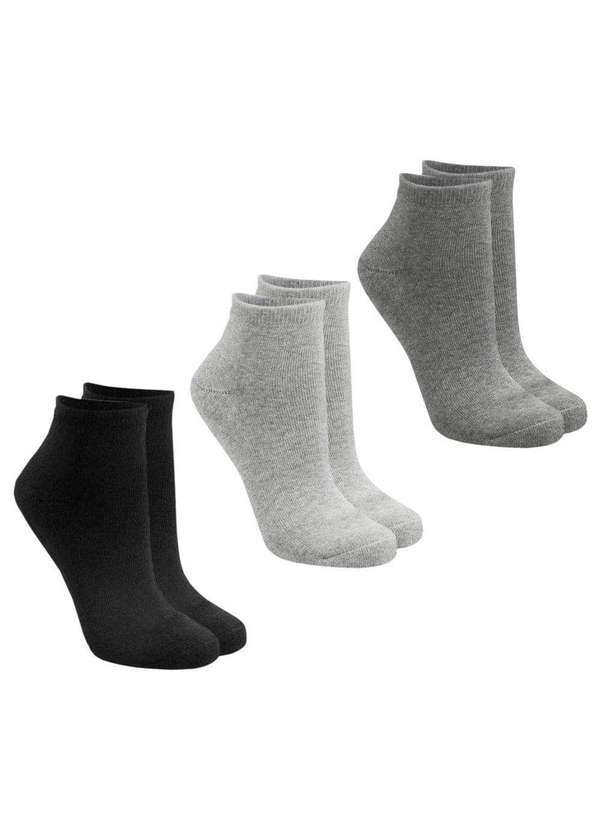Selene - Kit 3 pares de Meias Selene Esportiva Feminina Cinza