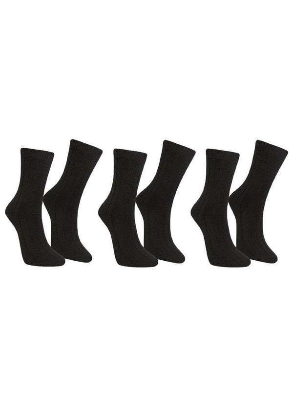 Selene - Kit 3 pares de Meias Selene Inverno Feminina Preto