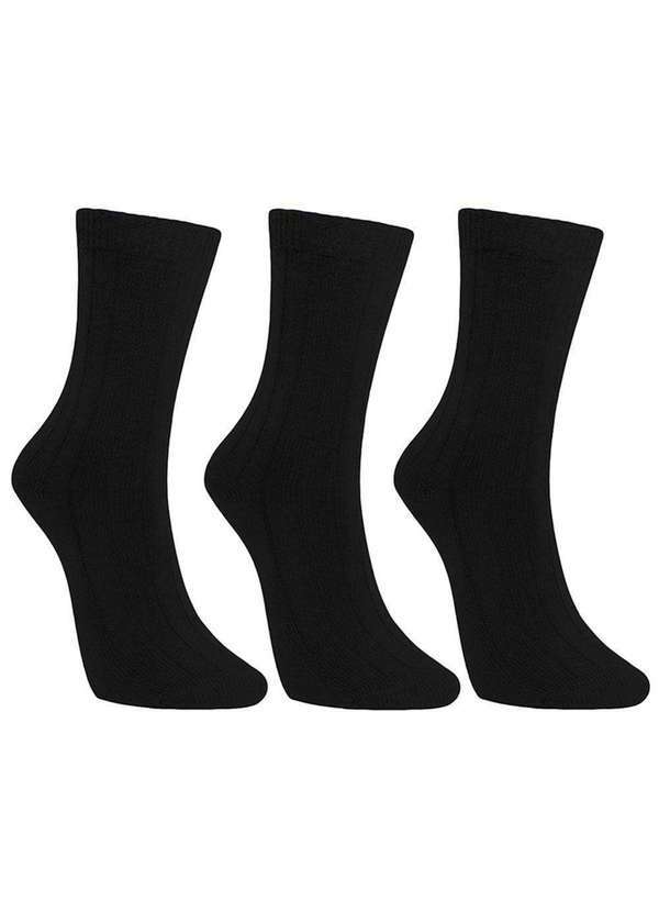 Selene - Kit 3 pares de Meias Selene Inverno Lã Feminino Preto