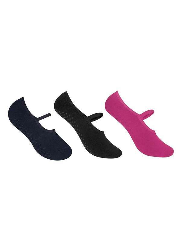 Selene - Kit 3 pares de Meias Selene Sapatilha Pilates Antiderrapante Azul