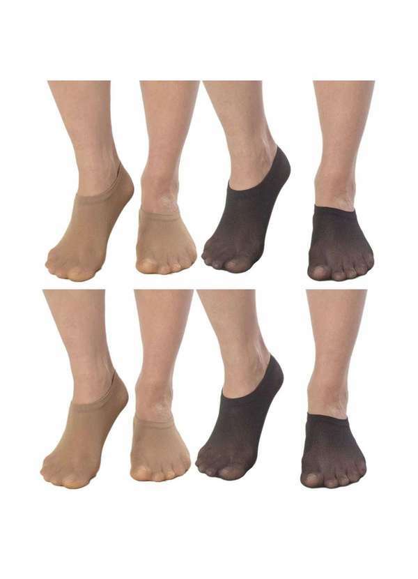 Selene - Kit 4 pares de Meia Selene Sapatilha Fio 40 Feminina Preto