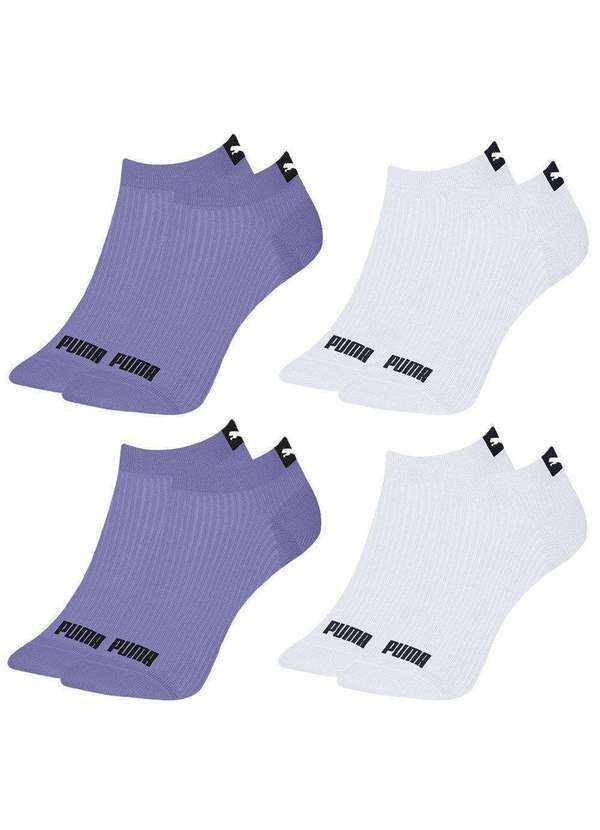 Puma - Kit 4 pares de Meias Puma Sapatilha Logo Feminina Roxo