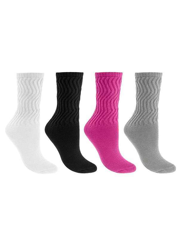 Selene - Kit 4 pares de Meias Selene Aeróbica Cano Médio Feminino Branco