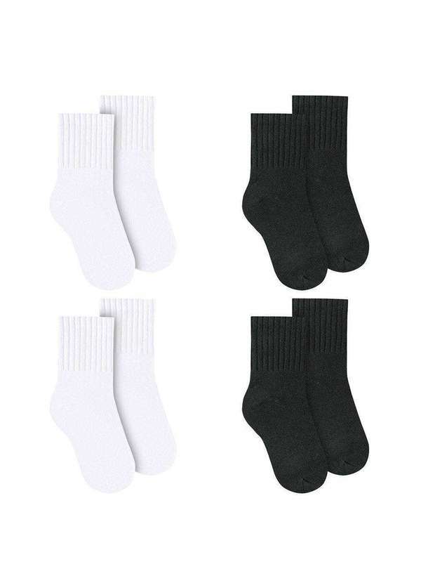 Selene - Kit 4 pares de Meias Selene Básica Cano Médio Infantil Branco
