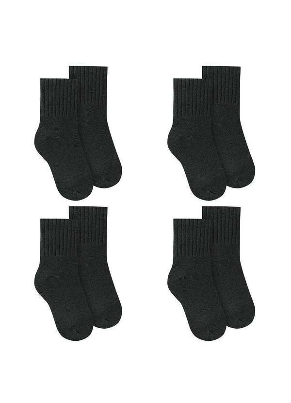 Selene - Kit 4 pares de Meias Selene Básica Cano Médio Infantil Preto