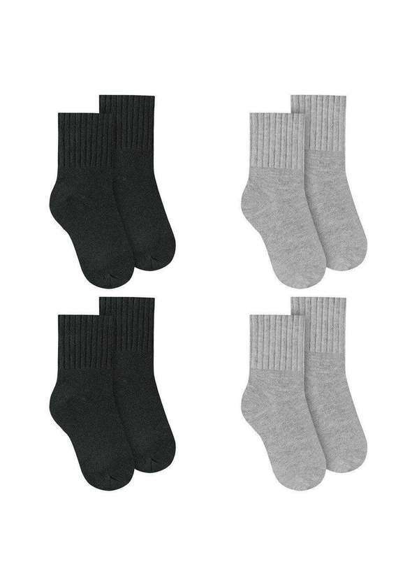 Selene - Kit 4 pares de Meias Selene Básica Cano Médio Infantil Preto