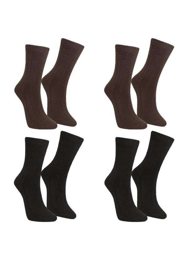 Selene - Kit 4 pares de Meias Selene Inverno Feminina Marrom