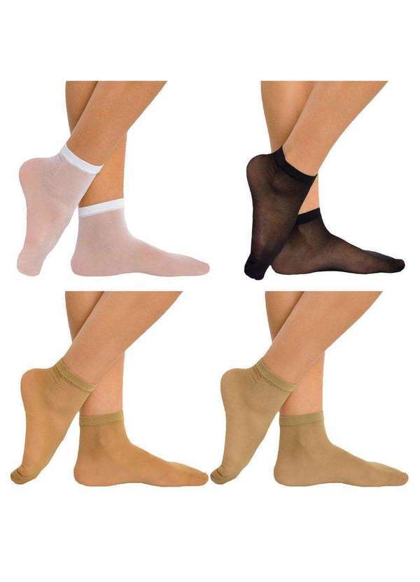 Selene - Kit 4 pares de Meias Soquete Selene Fio 15 Feminina Marrom