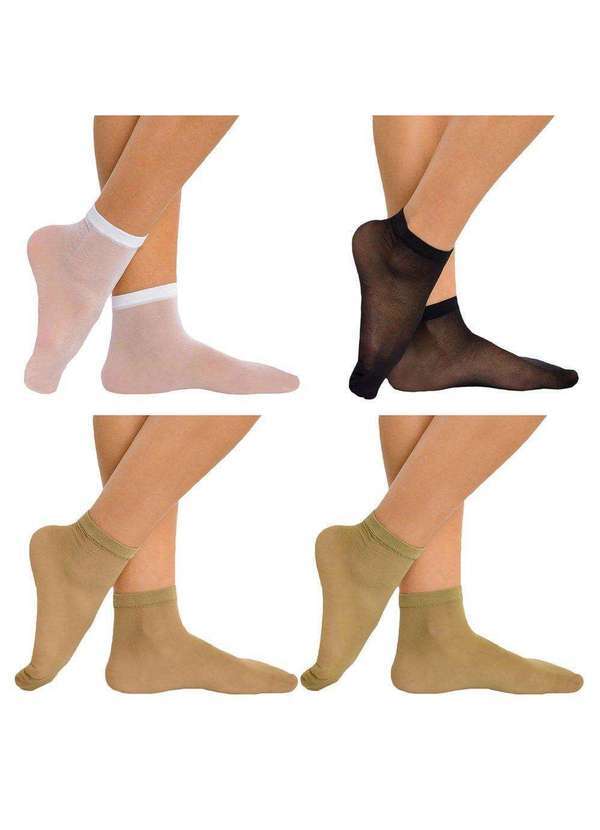 Selene - Kit 4 pares de Meias Soquete Selene Fio 15 Feminina Marrom