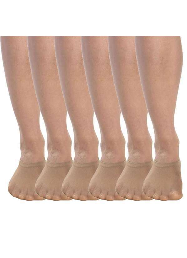 Selene - Kit 6 pares de Meia Selene Sapatilha Fio 40 Feminino - Nude Nude